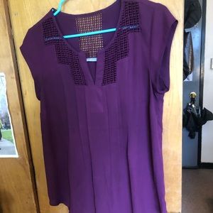 Daniel Rainn Magenta Pink Work Top Blouse Short Sleeves - S